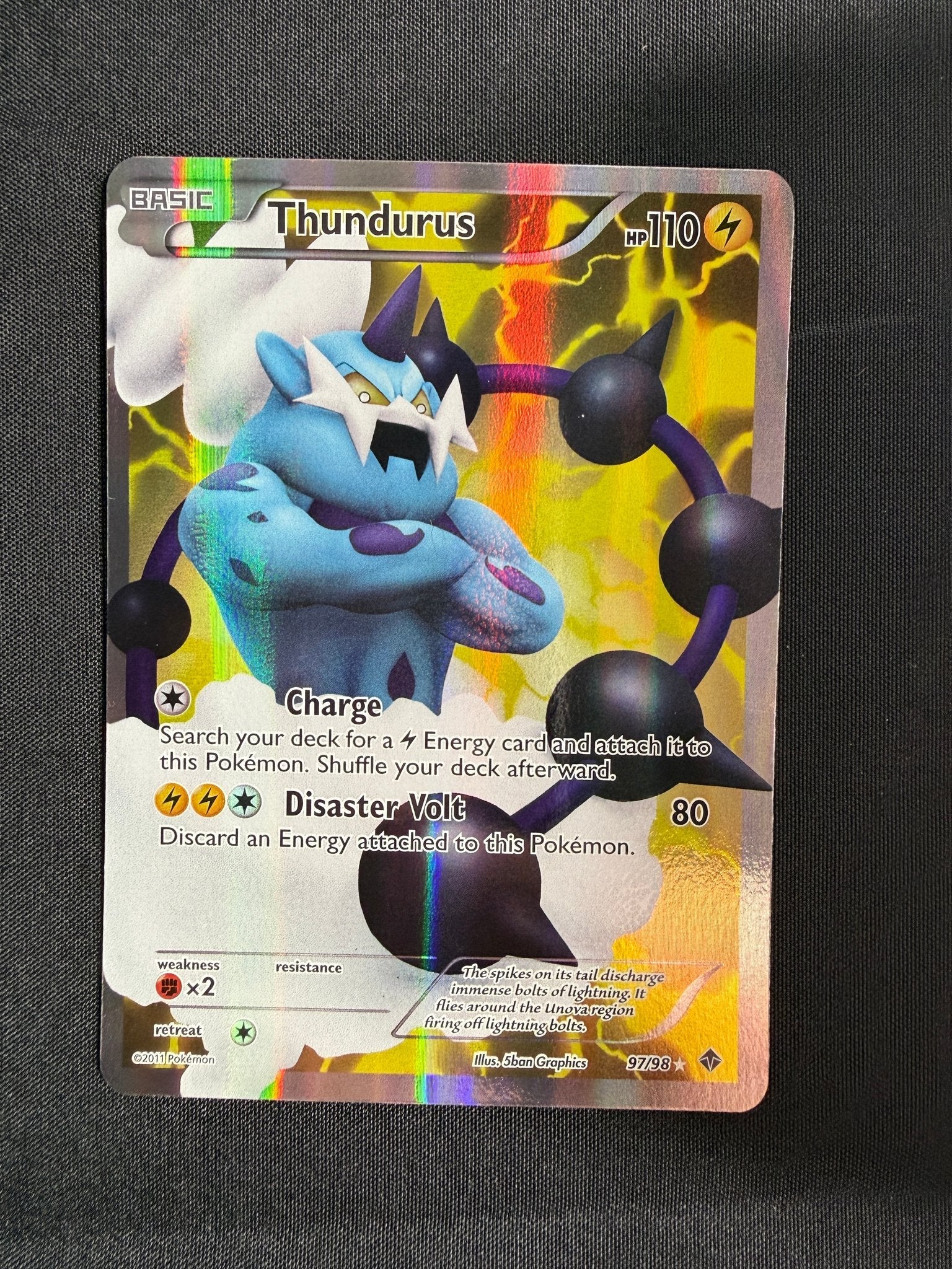 2011 Thundurus Emerging Powers Full Art Holo 97/98 front