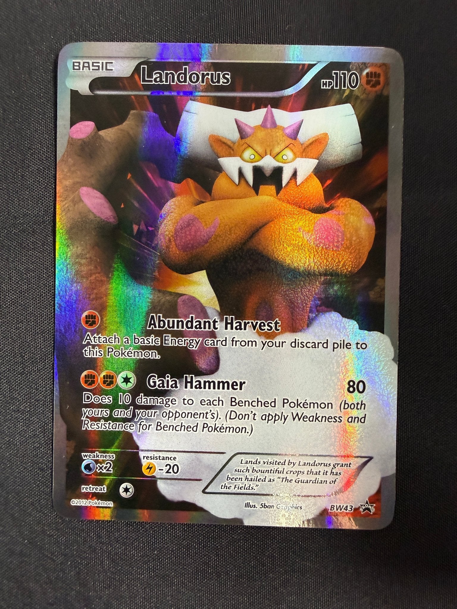 2012 Landorus BW Black Star Promo Full Art Holo BW43 front