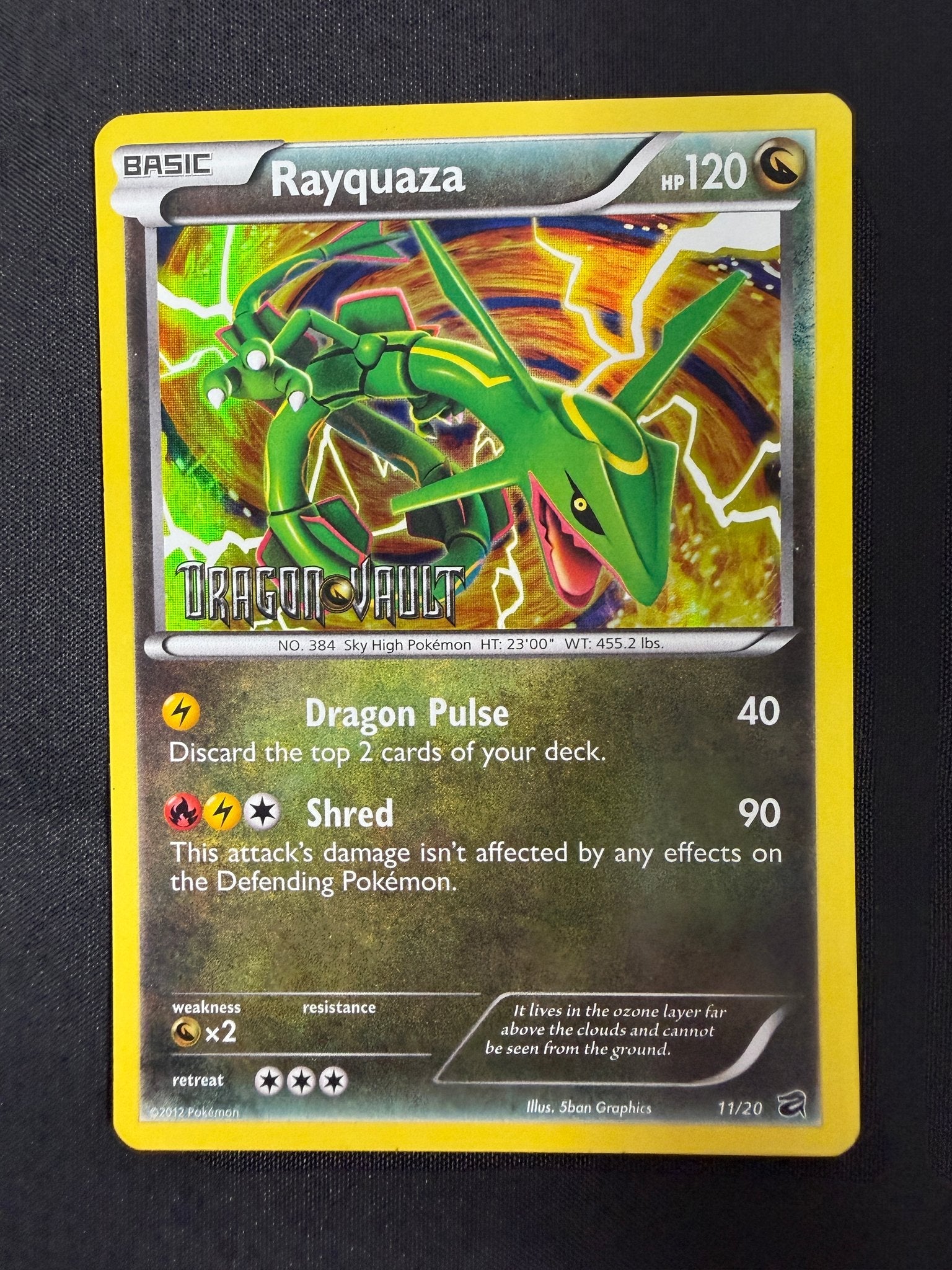 2012 Rayquaza Dragon Vault Holo 11/20 front