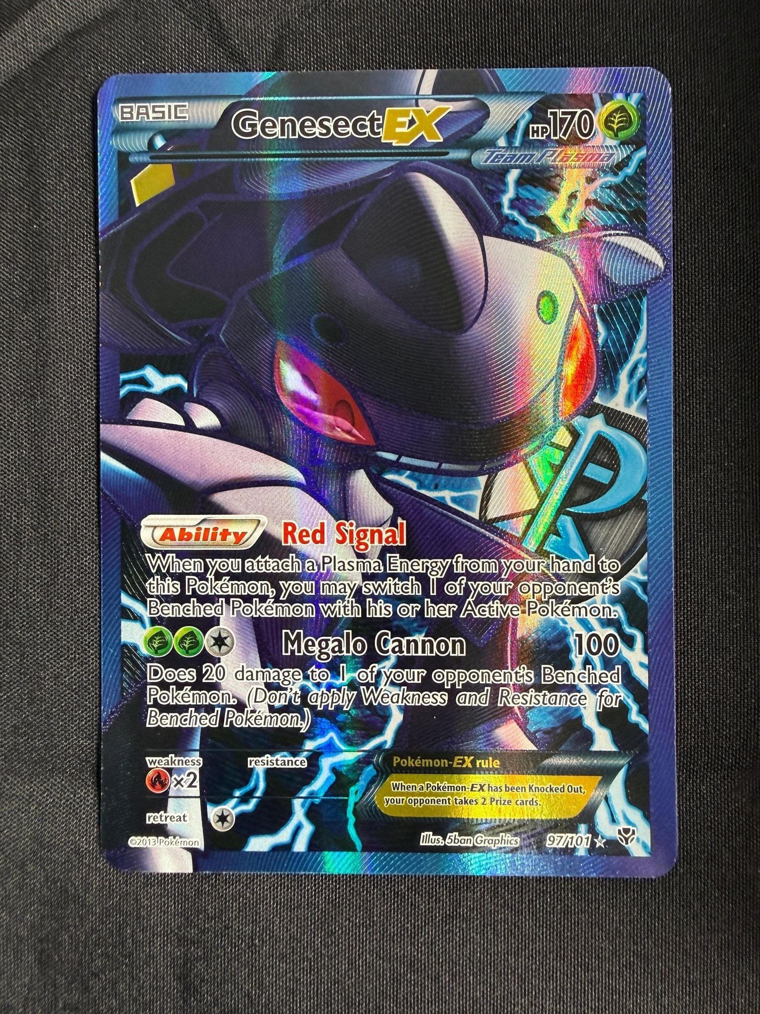 2013 Genesect EX Plasma Blast Full Art Holo 97/101 front