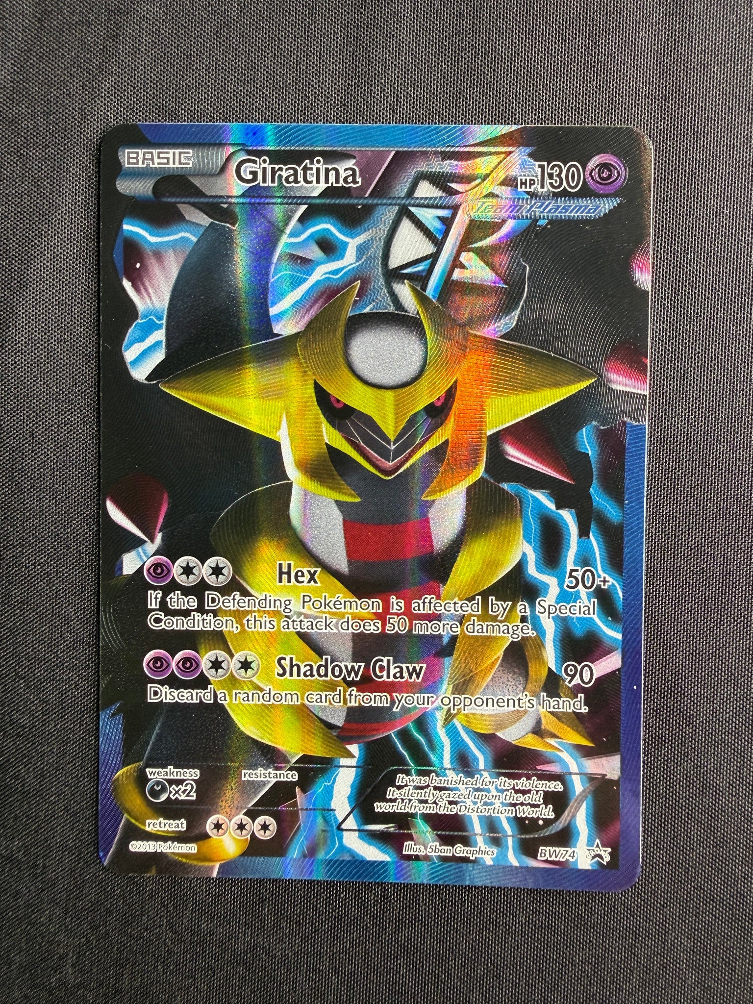 2013 Giratina Black & White Black Star Promo Full Art Holo BW74 front