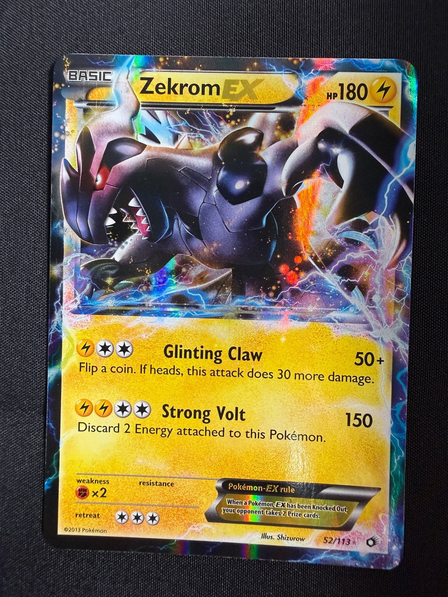 2013 Zekrom EX Legendary Treasures Holo 52/113 front