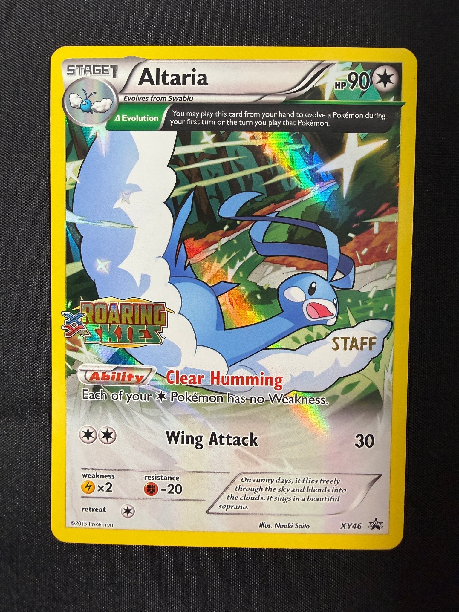 2015 Altaria XY Black Star Promo Prerelease Staff Holo XY46 front