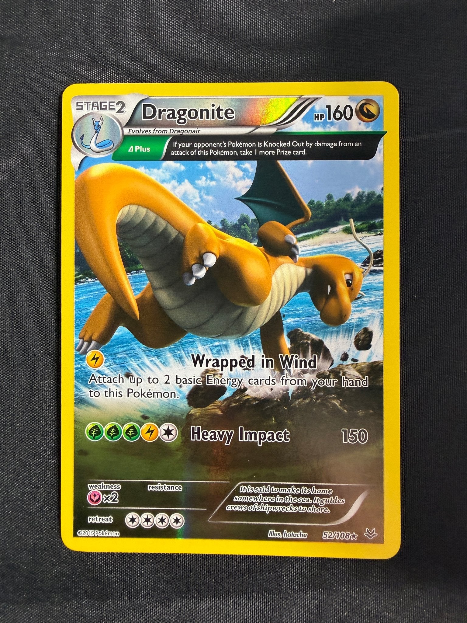 2015 Dragonite XY Roaring Skies Holo 52/108 front
