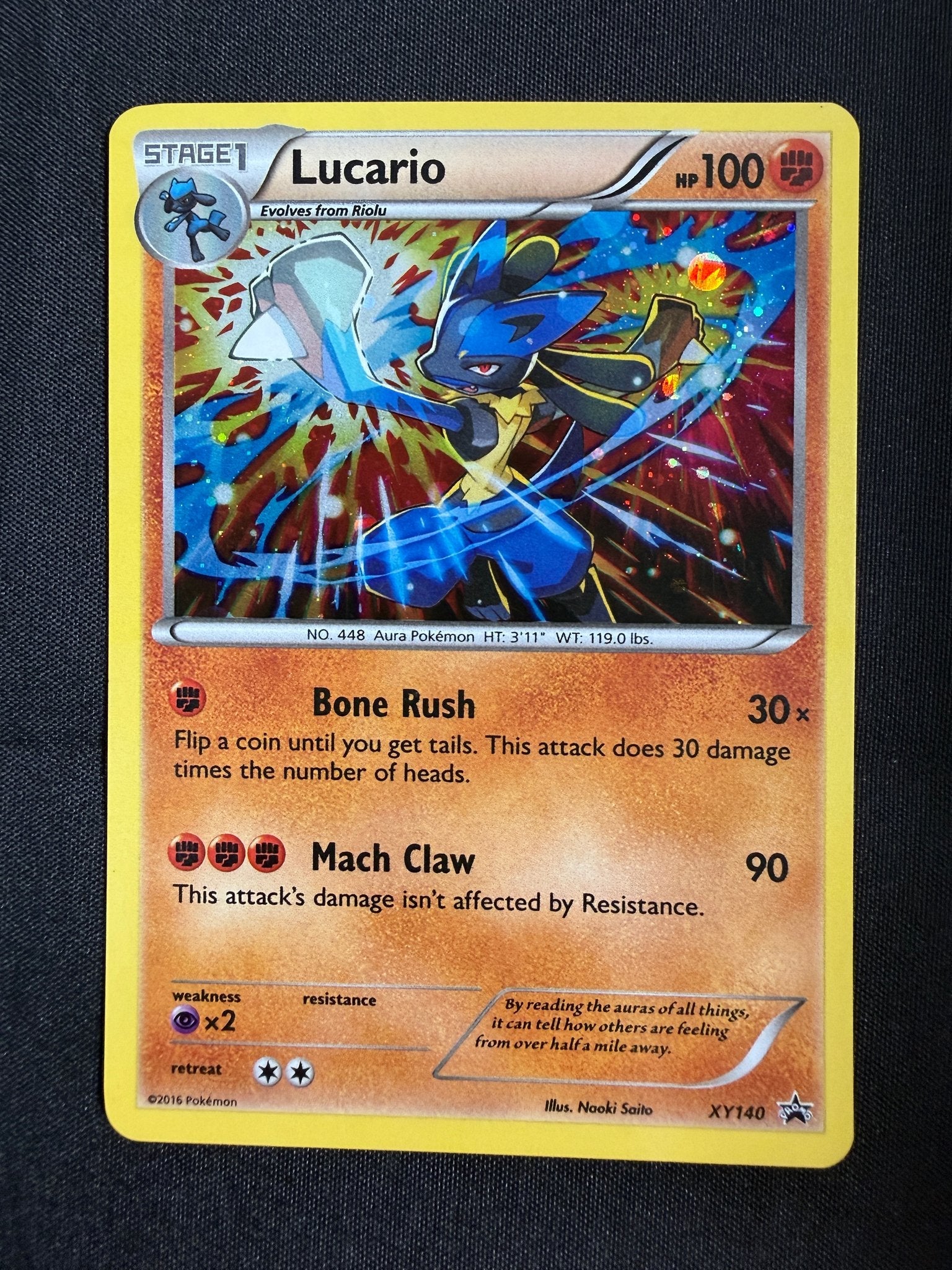 2016 Lucario XY Black Star Promo Holo XY140 front