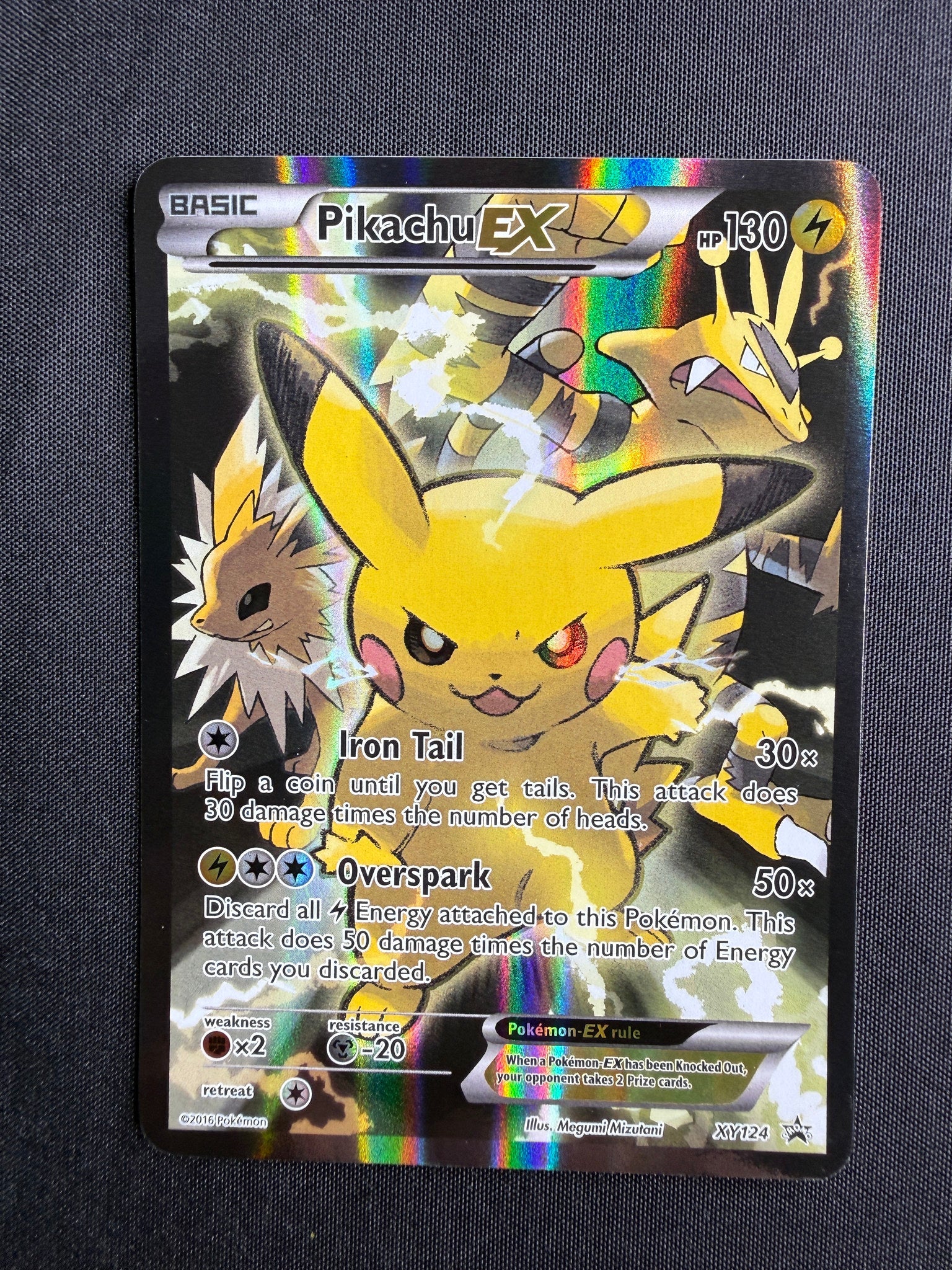 2016 Pikachu EX XY Black Star Promo Full Art Holo XY124 front