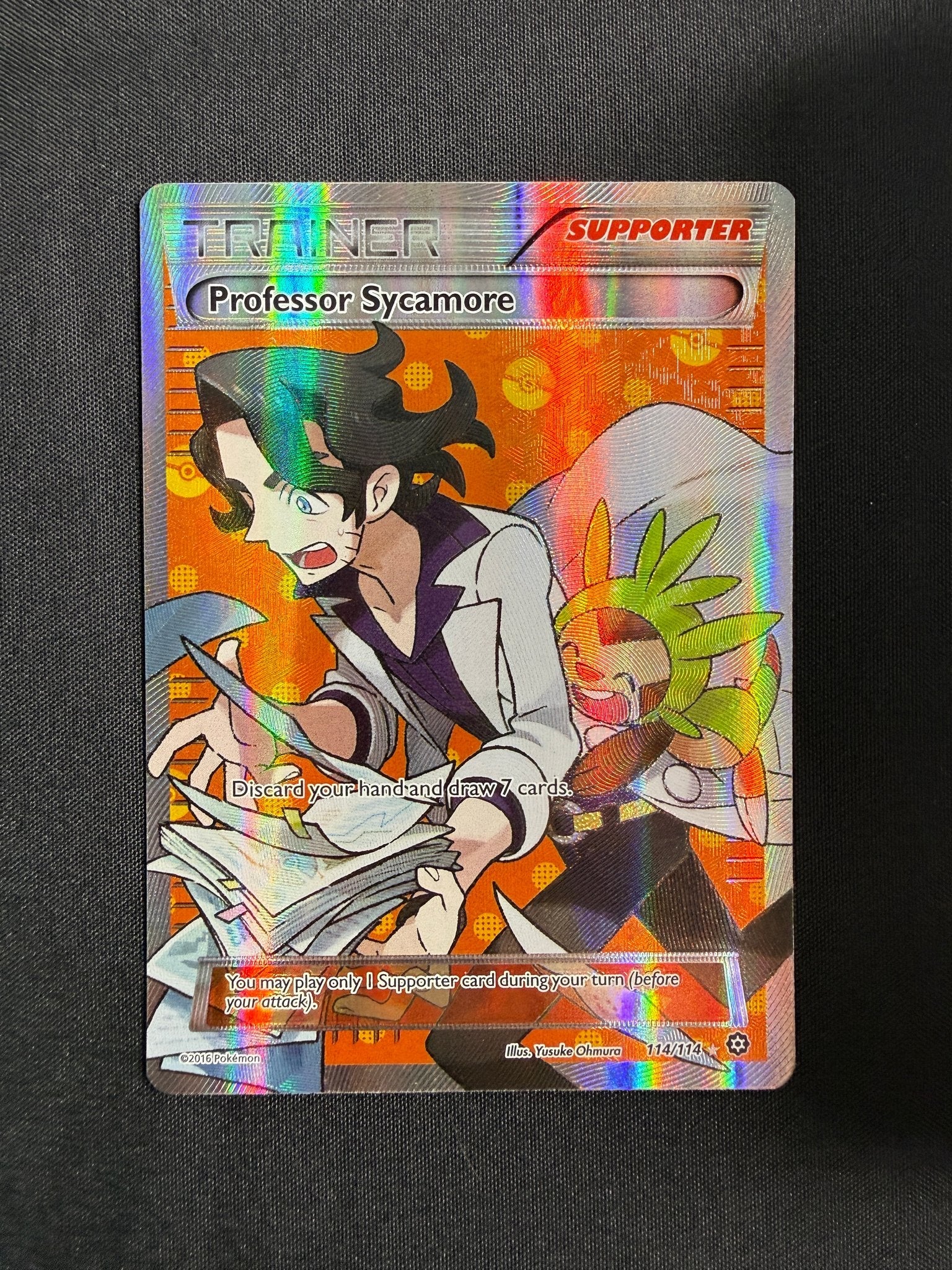 2016 Professor Sycamore XY Steam Siege Full Art Holo 114/114 front