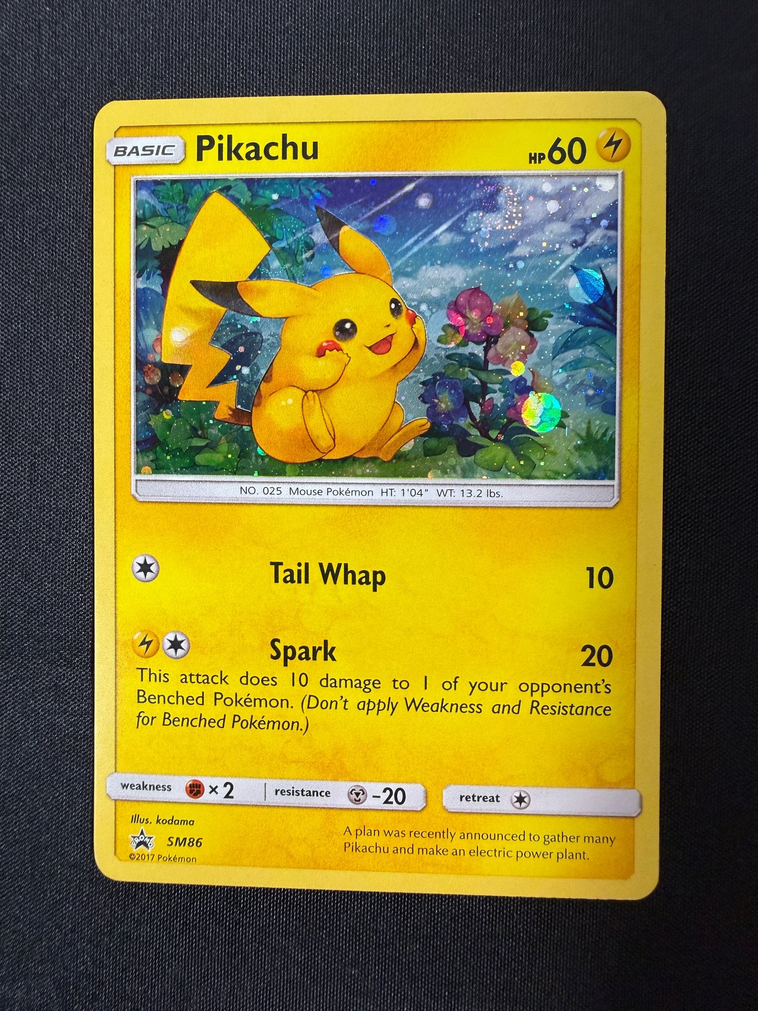 2017 Pikachu SM Black Star Promo Holo SM86 front