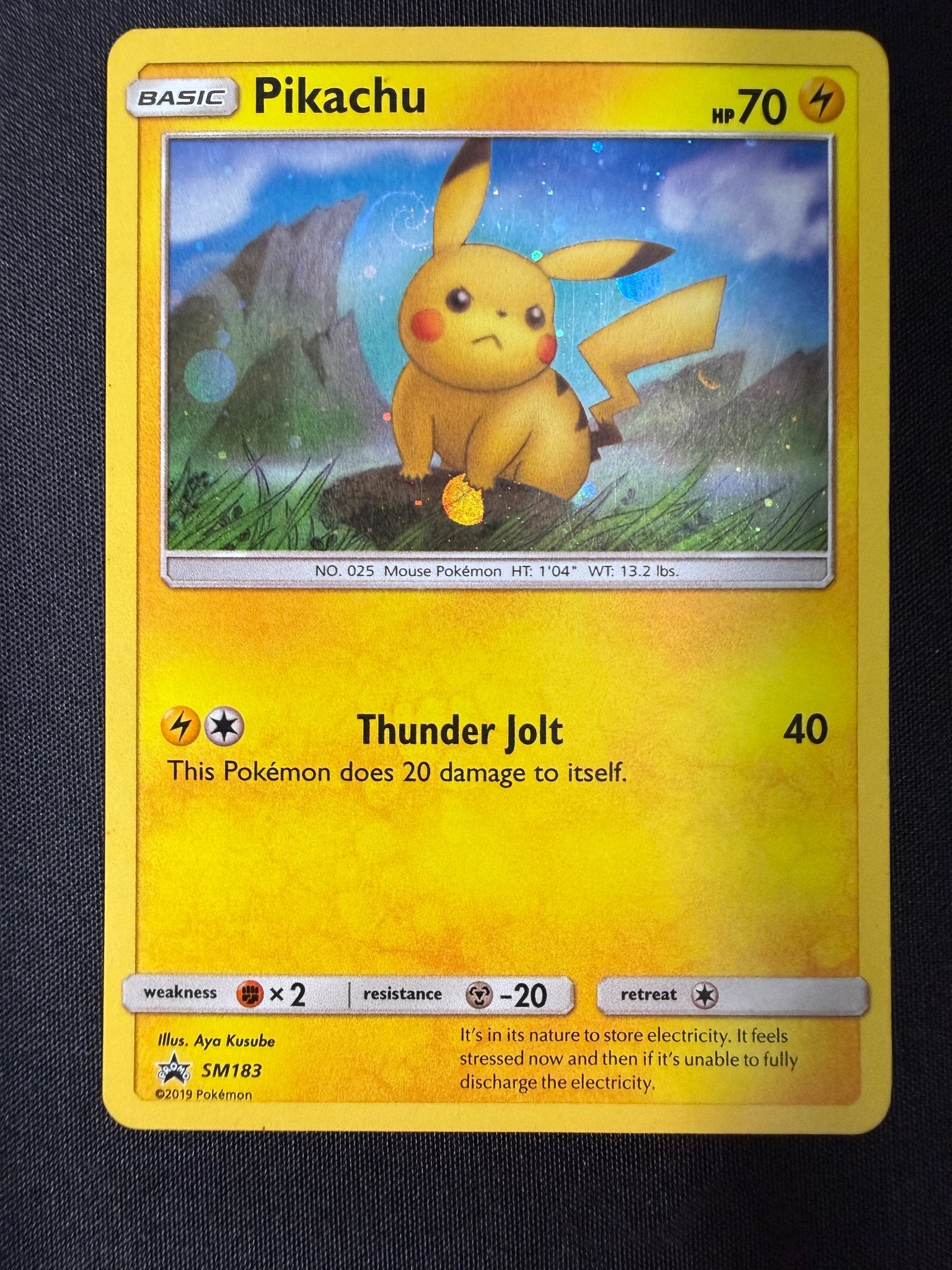 2019 Pikachu SM Black Star Promo Holo SM183 front