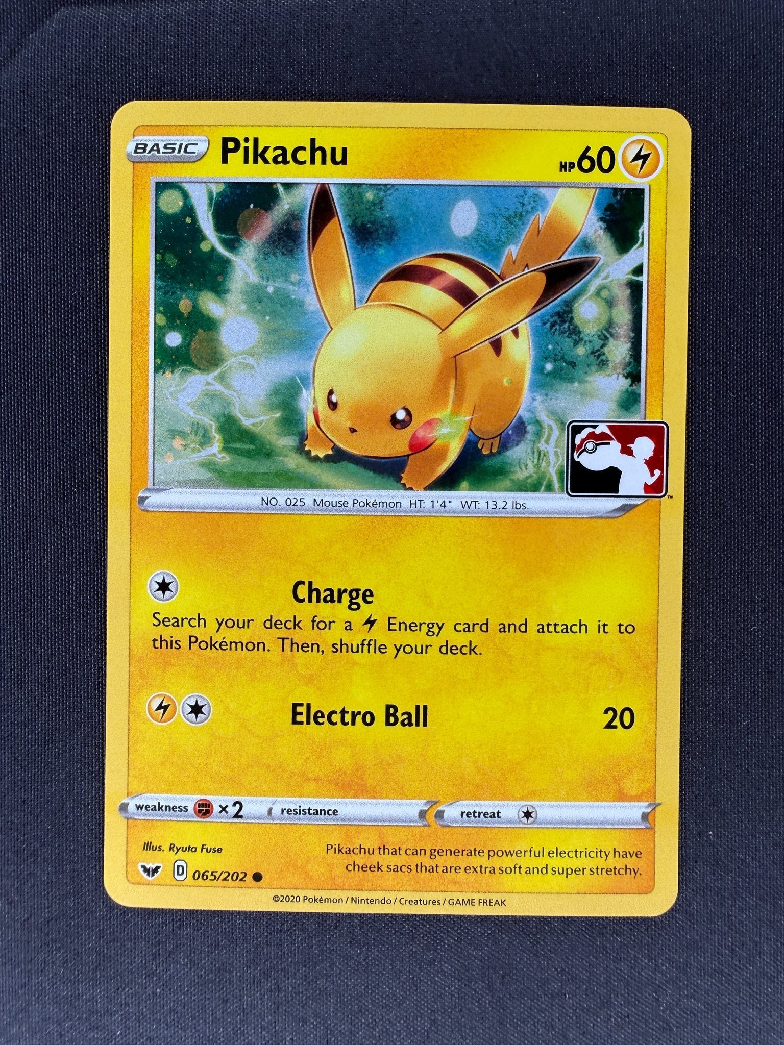 2020 Pikachu Sword & Shield Stamped 065/202 front
