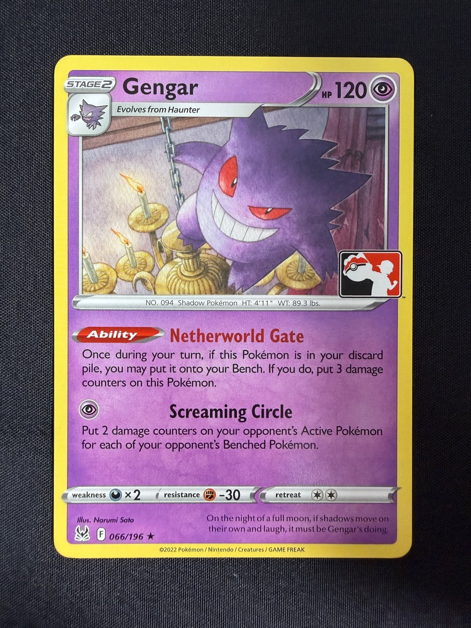 2022 Gengar Lost Origin Holo 066/196 front