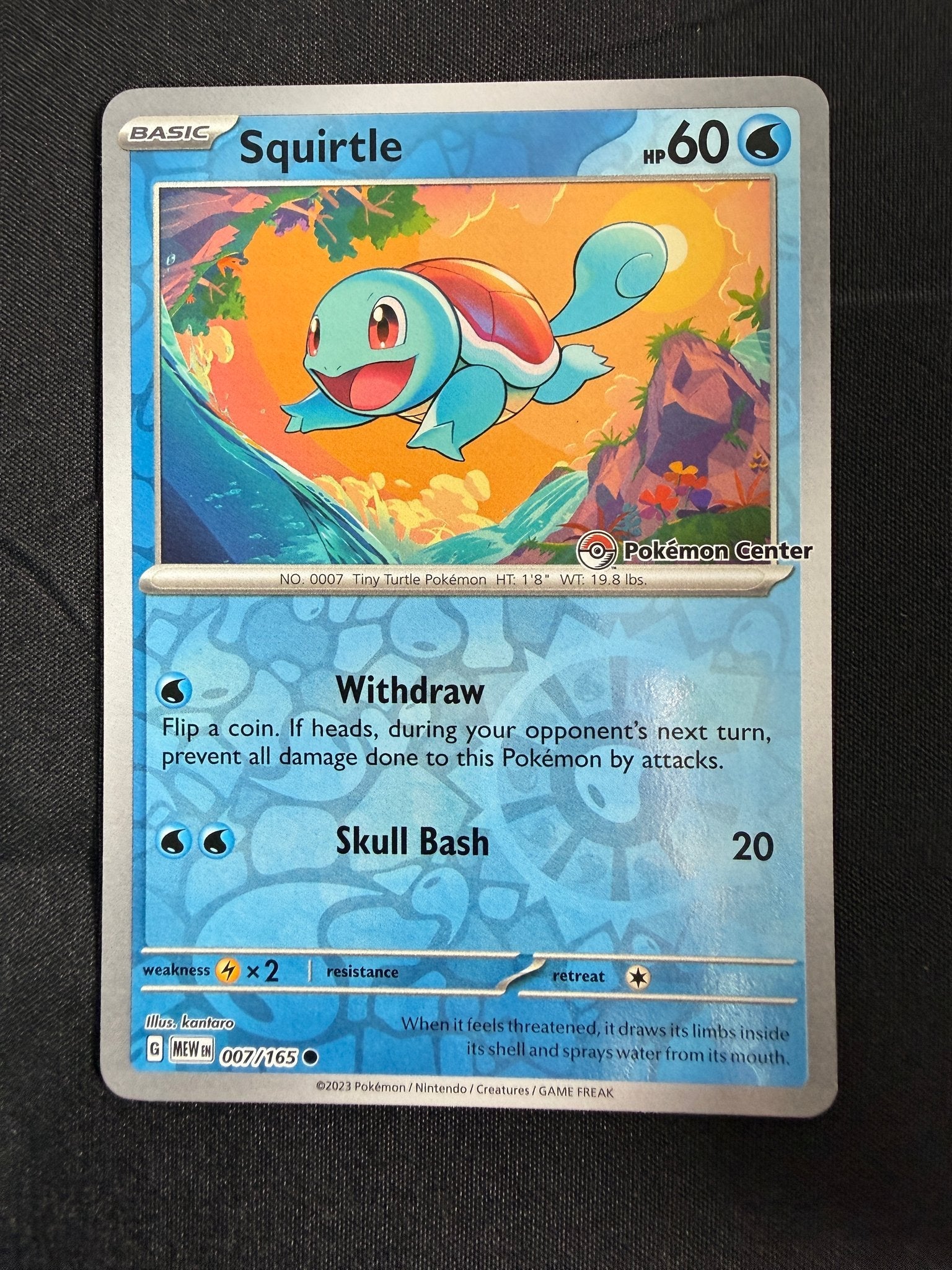 2023 Squirtle Scarlet & Violet 151 Pokemon Center Stamped Reverse Holo 007/165 front