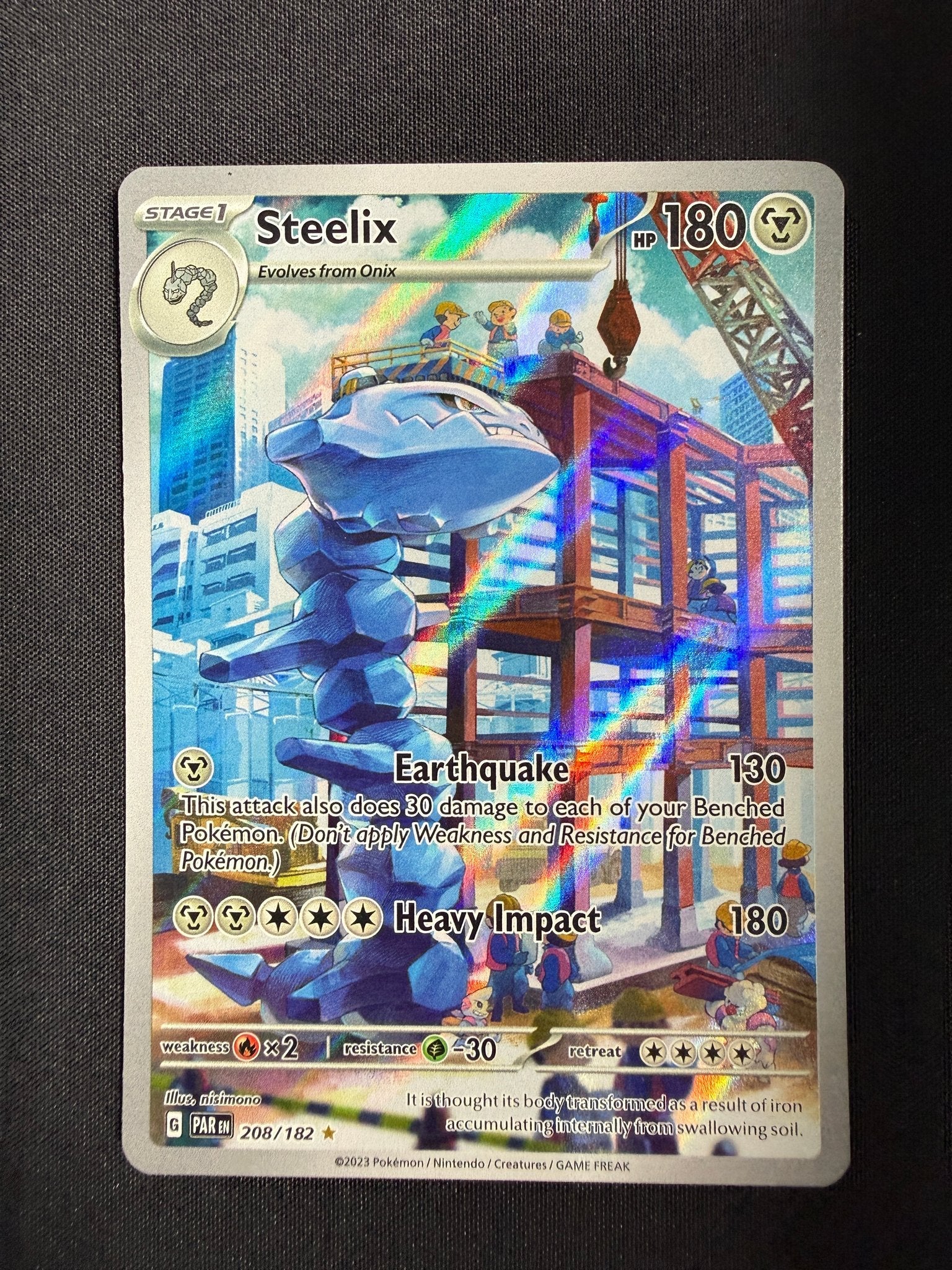 2023 Steelix Paradox Rift Illustration Rare Holo 208/182 front
