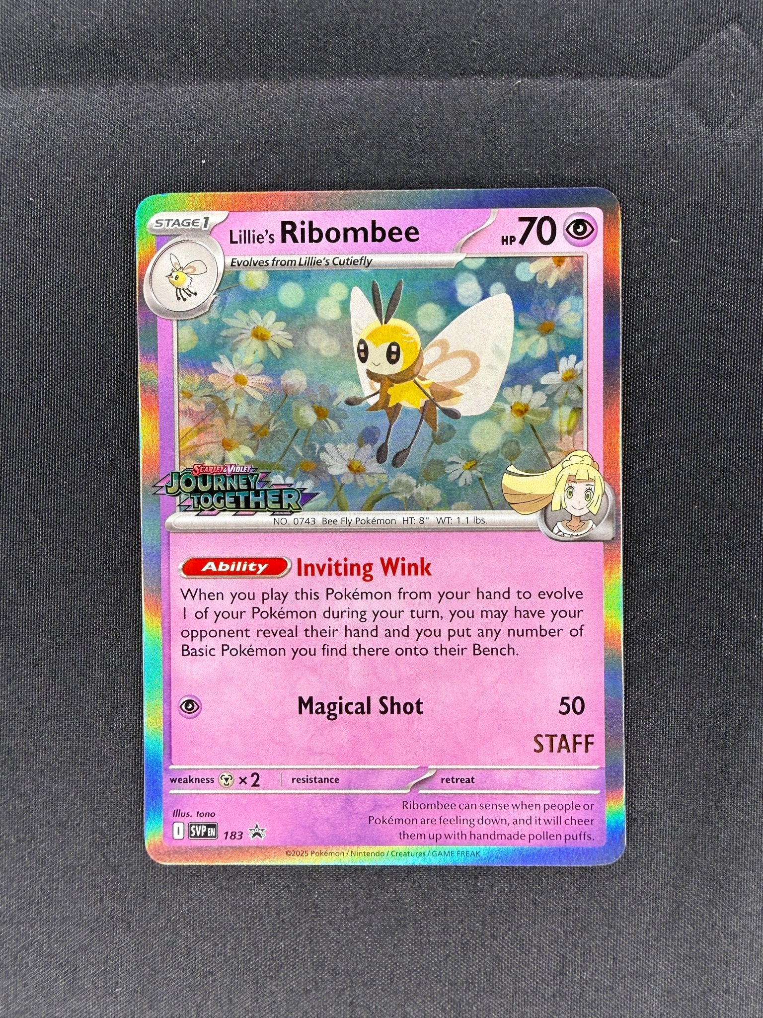 2025 Lillie's Ribombee SVP Black Star Promo Staff 183 front