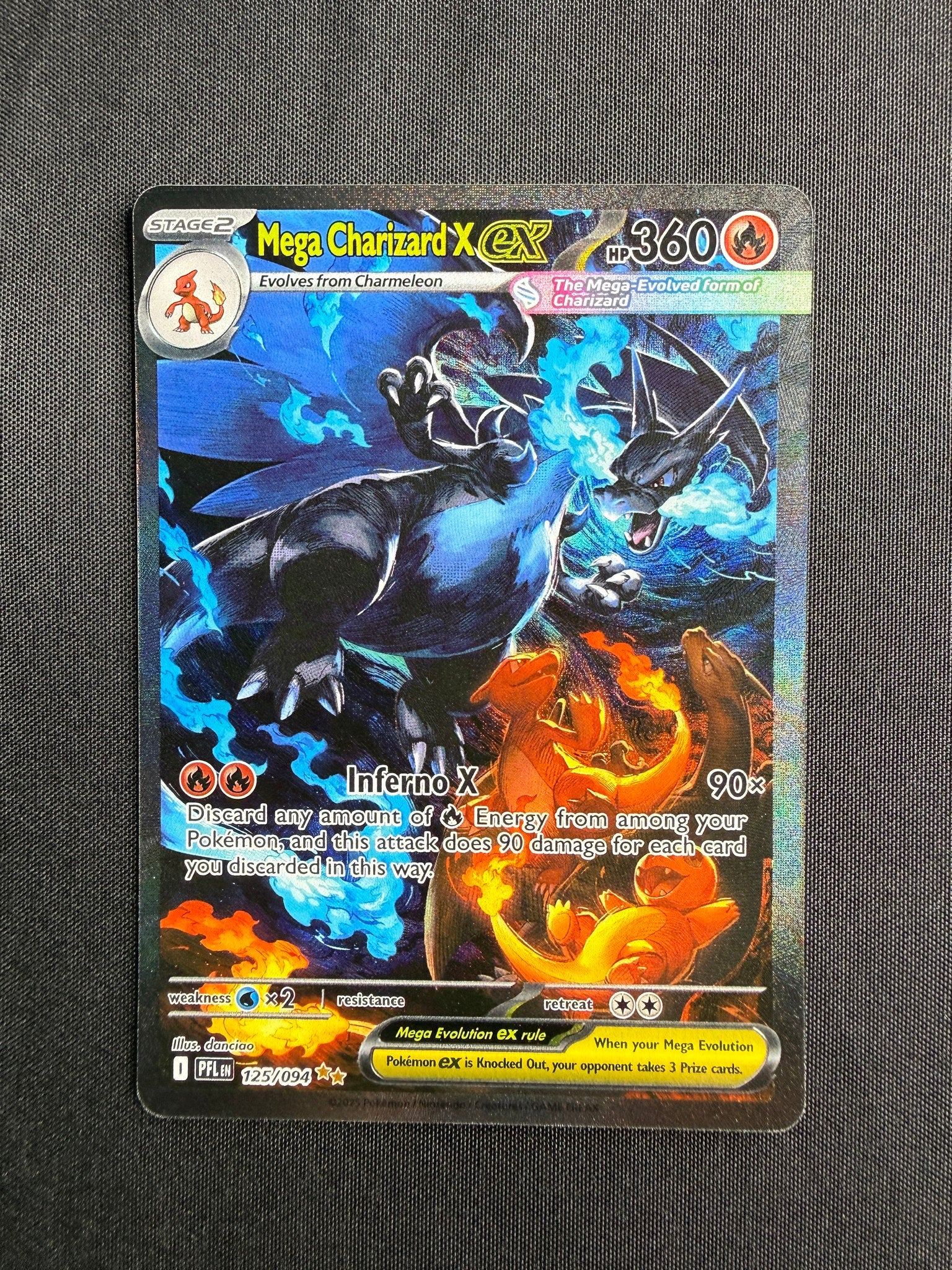 2025 Mega Charizard X ex Phantasmal Flames Holo 125/094 front
