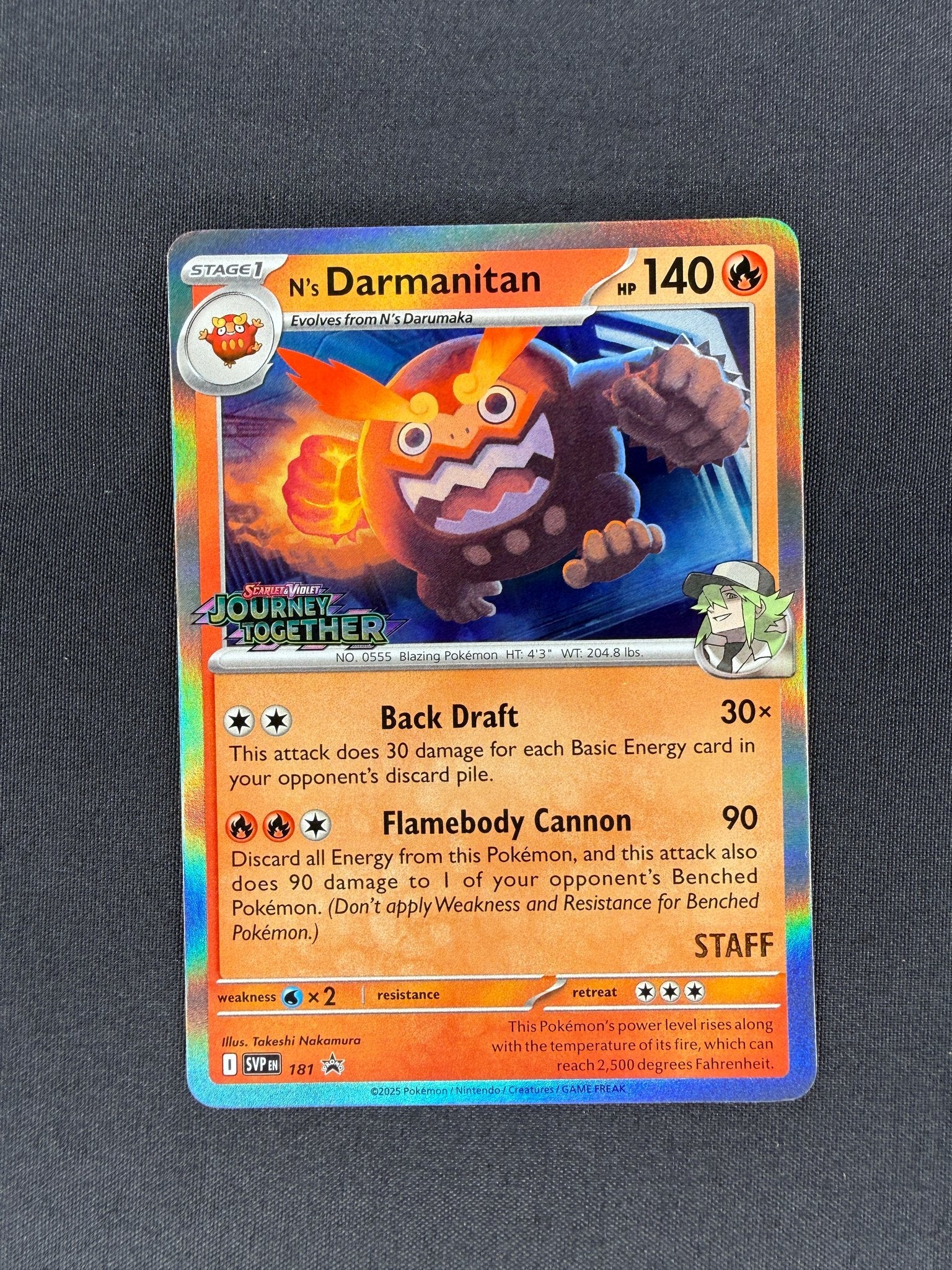2025 N's Darmanitan SVP Black Star Promo Staff 181 front