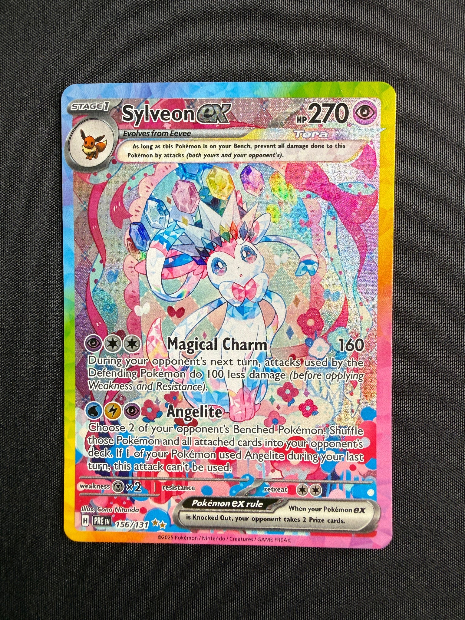 2025 Sylveon ex Prismatic Evolutions Holo 156/131 front