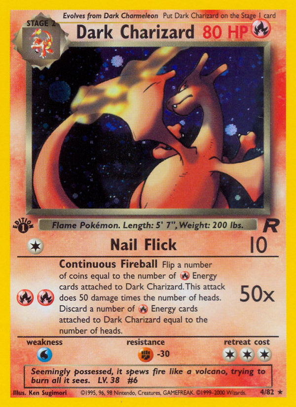 Dark Charizard Team Rocket Holo 4/82 PSA 9 graded slab