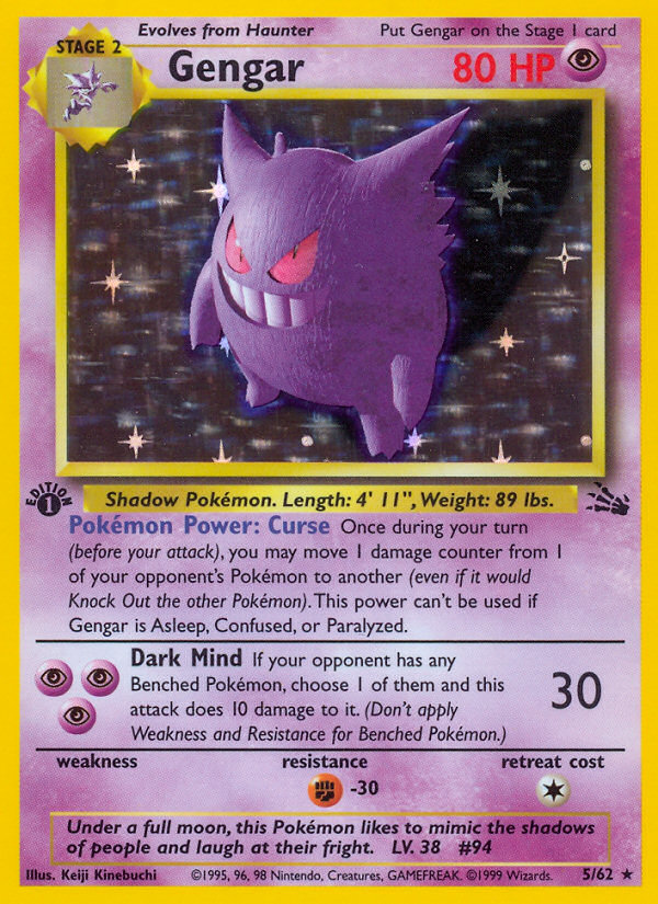 Gengar Fossil Holo 5/62 raw single